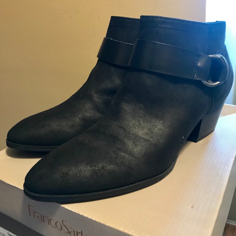 Franco Sarta Black Suede Ankle Boots